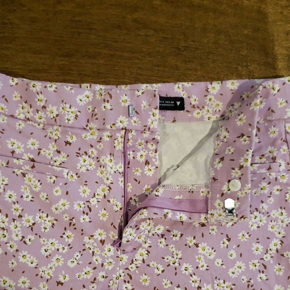 Zara Floral Cropped Flare Lavender Pants Small - Picture 2 of 10